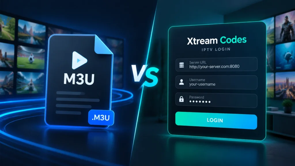 M3U and Xtream Codes IPTV login methods compared