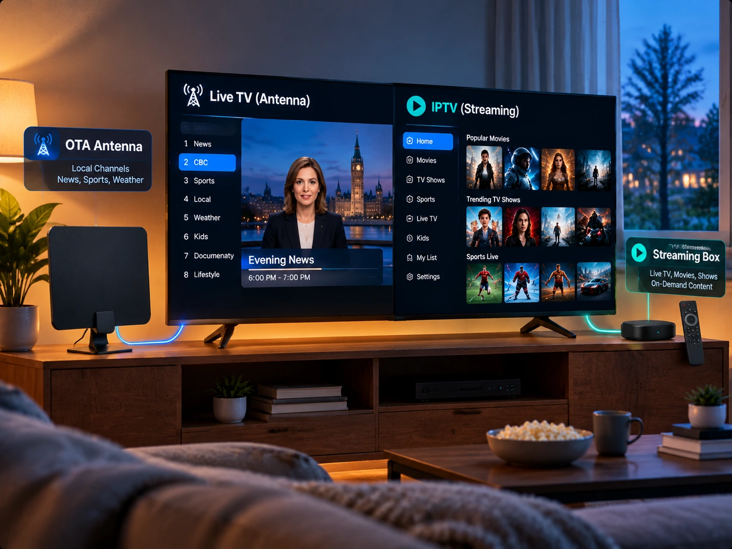 Using an OTA antenna with IPTV for complete coverage